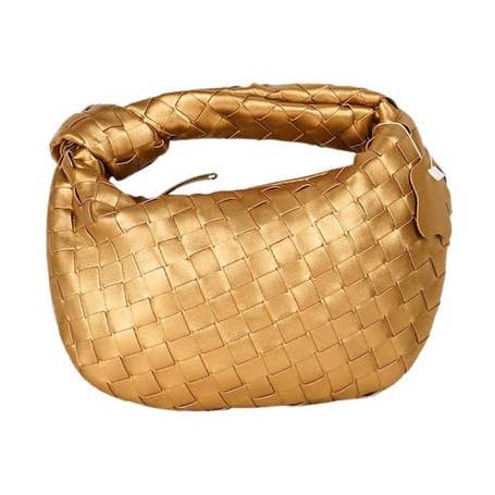 Gold Woven Knotted Handbag