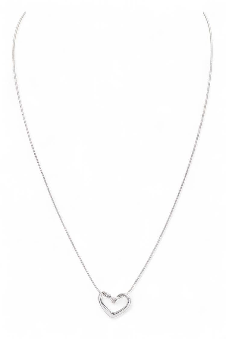 Stainless Steel Open Heart Pendant Necklace