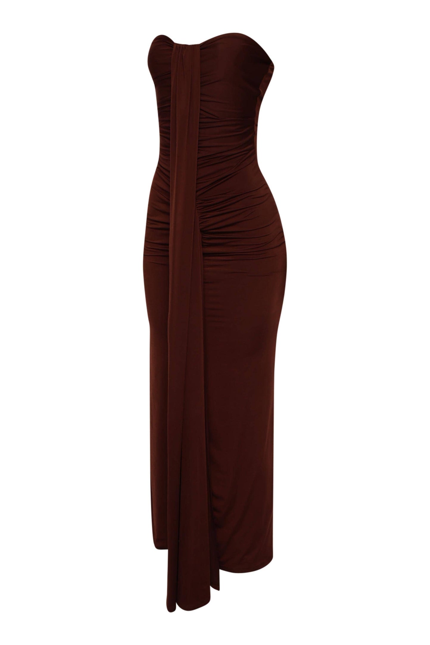 Olive Drape down detailed tube maxi dress