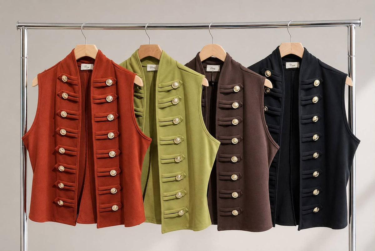 "Mikki "PLUS SIZE BUTTTON DETAIL VEST