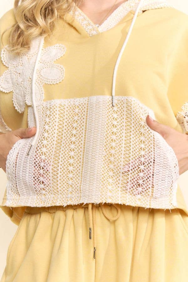 "Buttercream "Yellow LACE FRENCH TERRY SET
