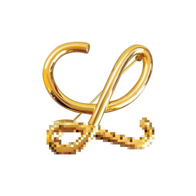 Vintage Letter Brooches Elegant Alloy Jewelry for Women