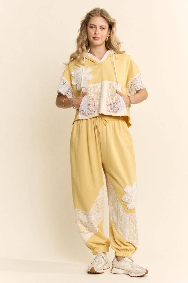 "Buttercream "Yellow LACE FRENCH TERRY SET