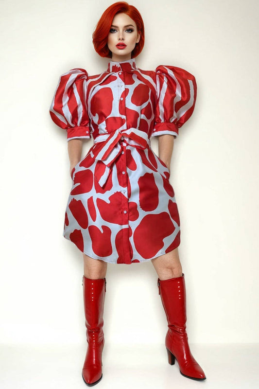 N by Nancy PRINTED MIDI DRESS RED