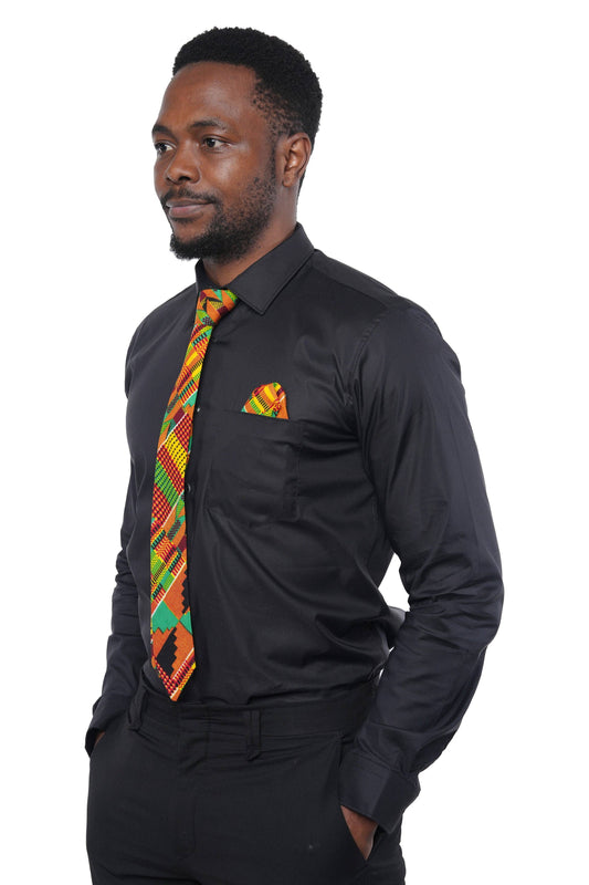 African Neck Tie, Bow Tie and Pocket Square Set