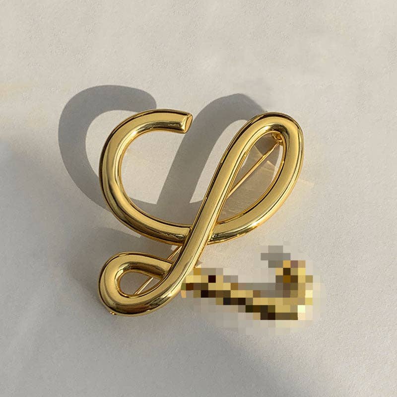 Vintage Letter Brooches Elegant Alloy Jewelry for Women