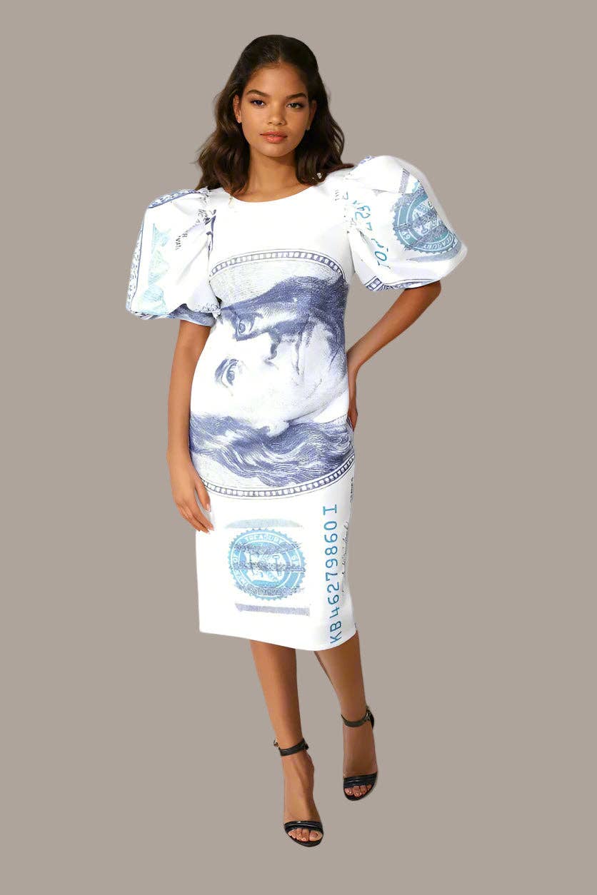Dollar Scuba Midi Dress - 8785