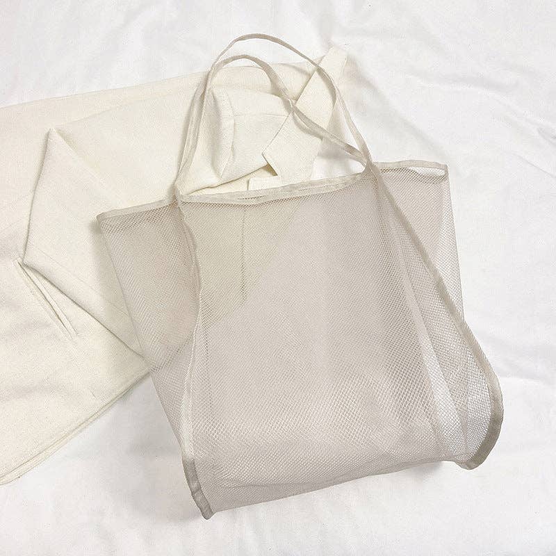 Trendy Transparent Mesh Tote Bag - Fashionable Lightweight Shoulder Bag