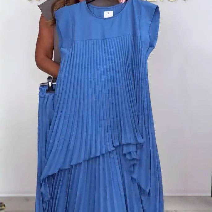 Casual Solid Color Top And Straight Pants Set