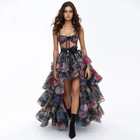 Floral Print Tube Dress