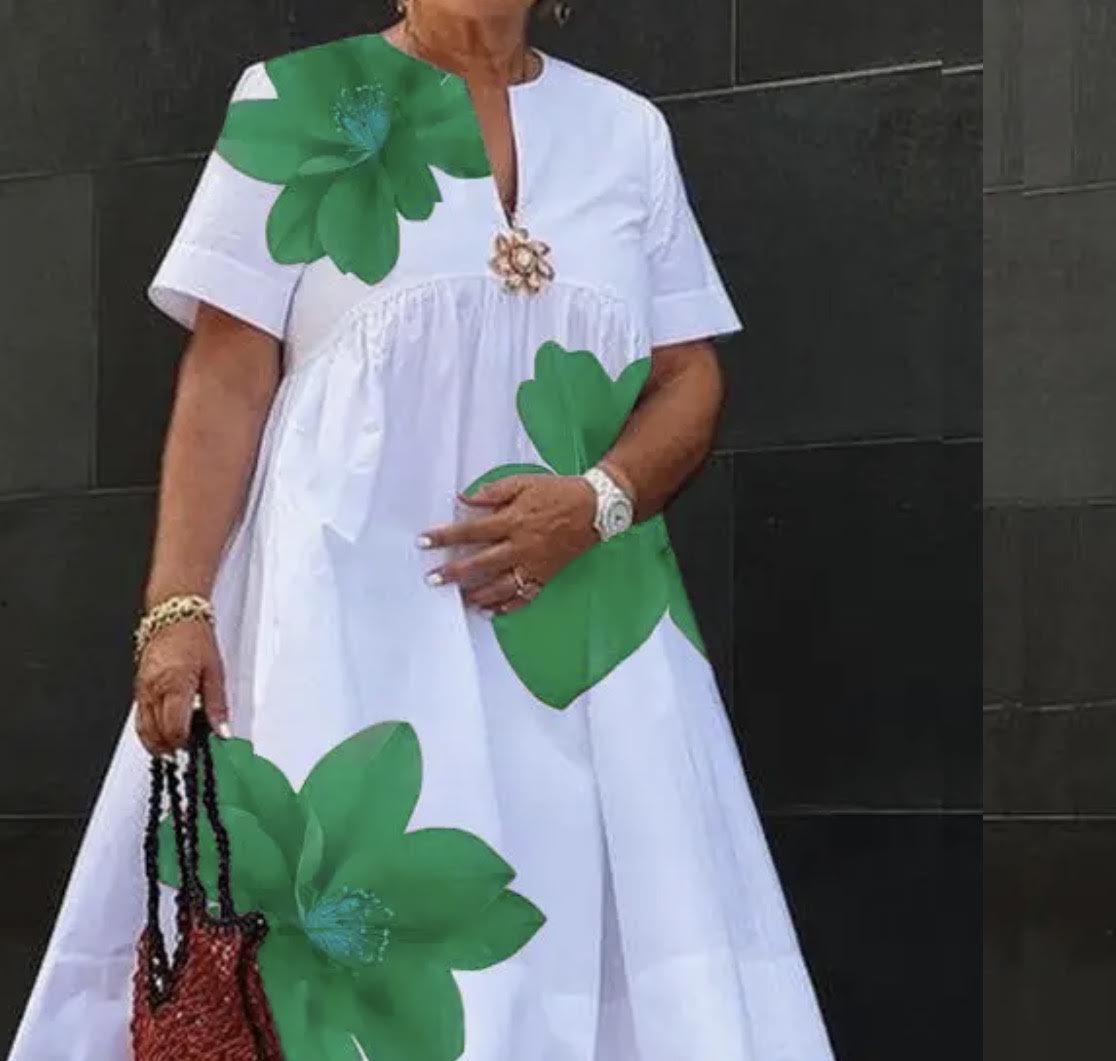 Green V-Neck Dress