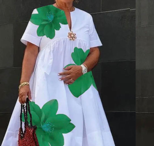 Green V-Neck Dress