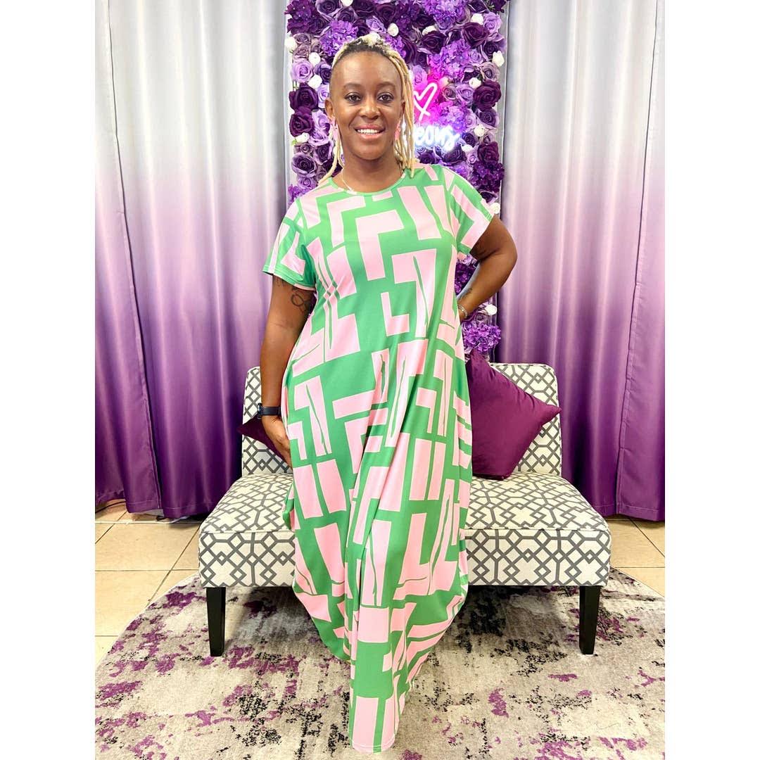 Pink and Green Bubble Dress