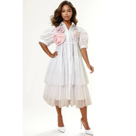 N by Nancy FLOWER APPLIQUE DRESS