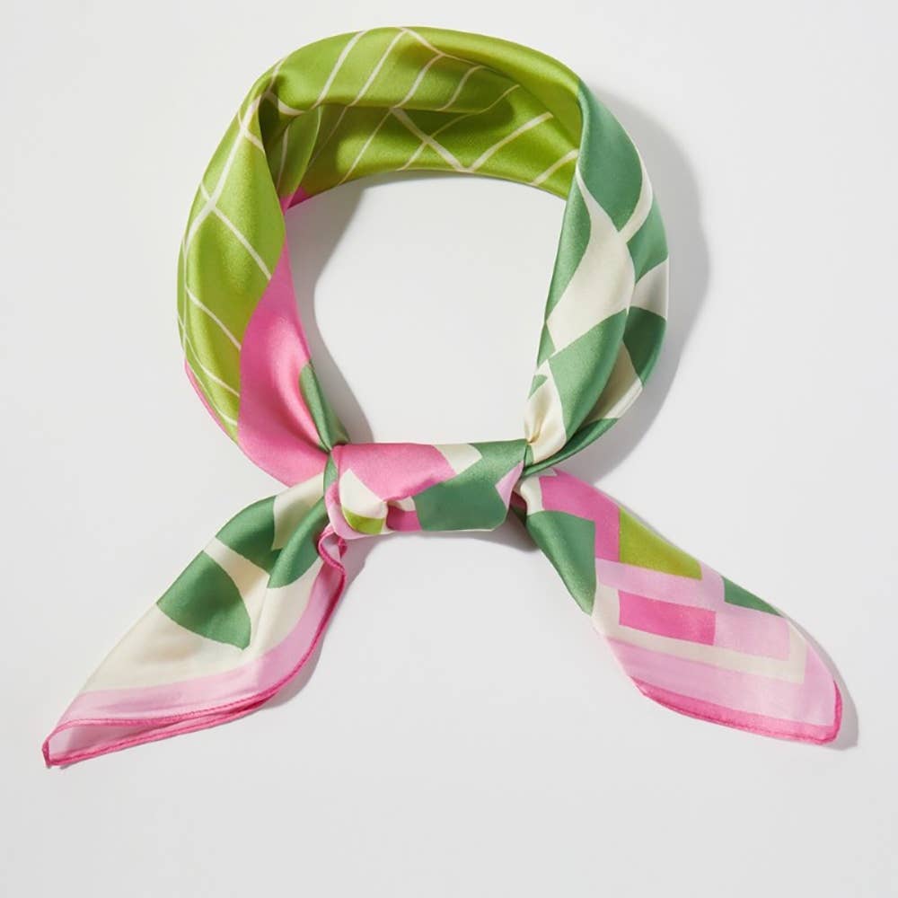 Geometric Color Block Print Bandana Scarf