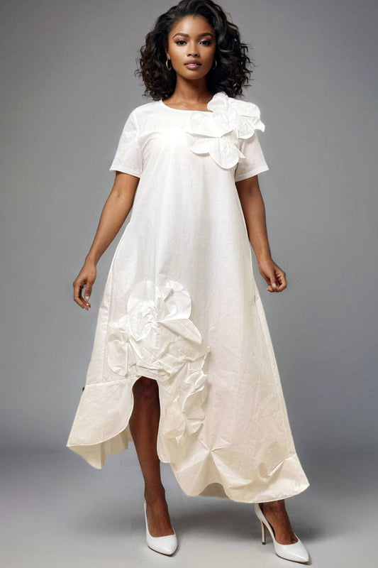 N by Nancy  ASYMMETRICAL HEM DRESS white