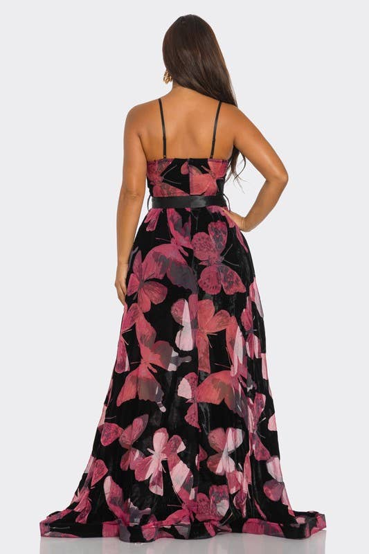 Floral Sweetheart Neckline Maxi Dress