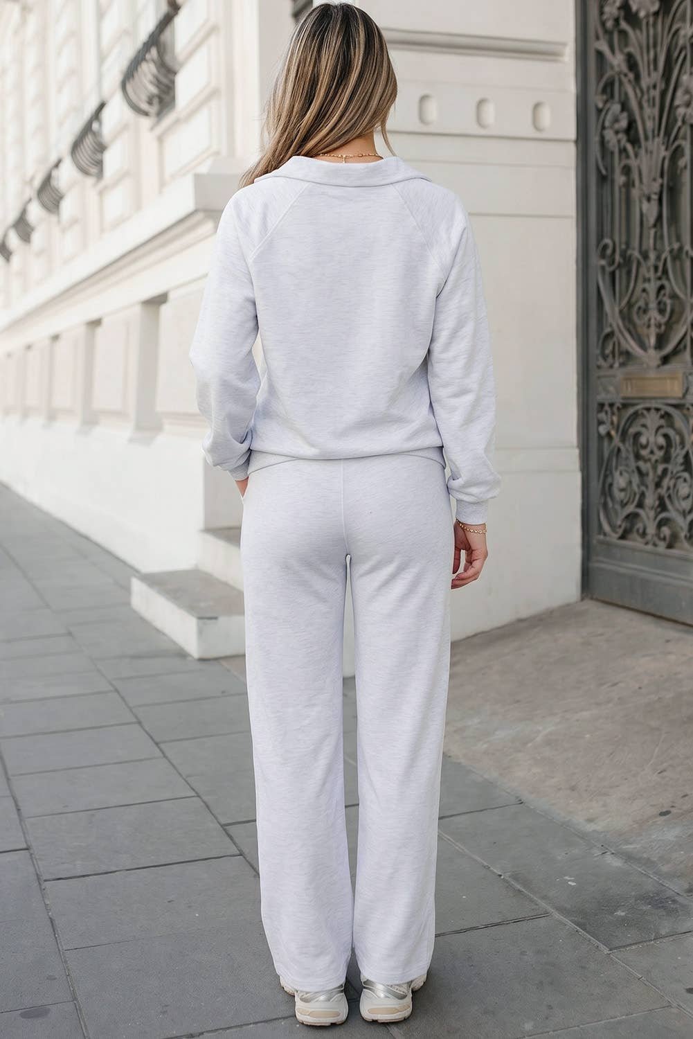 Collared Pullover and Drawstring Sweatpants 2Pcs Set | S-XL
