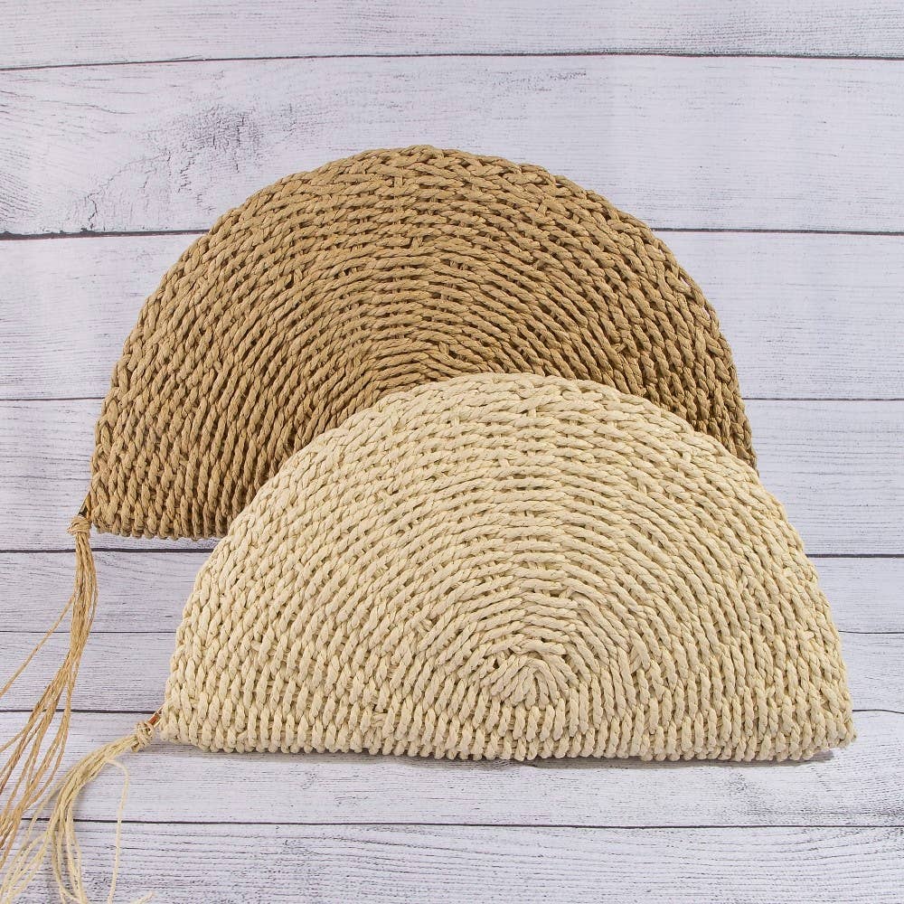 Straw Woven Half Moon Clutch Bag