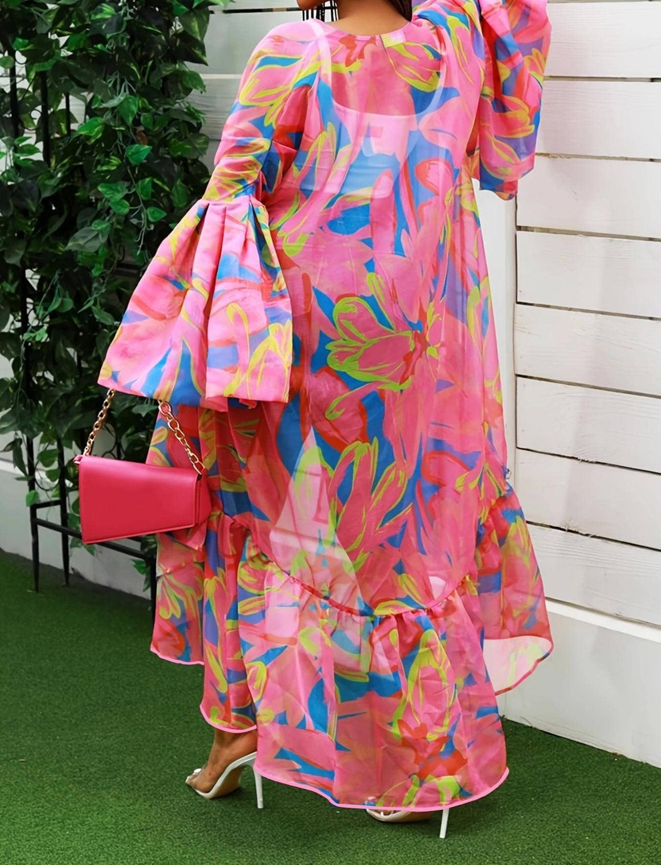 Floral print kimono tropical beach cardigan
