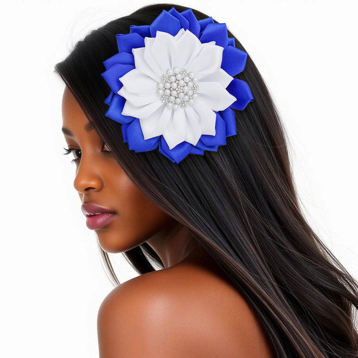 Blue White Flower Pearl Brooch Women