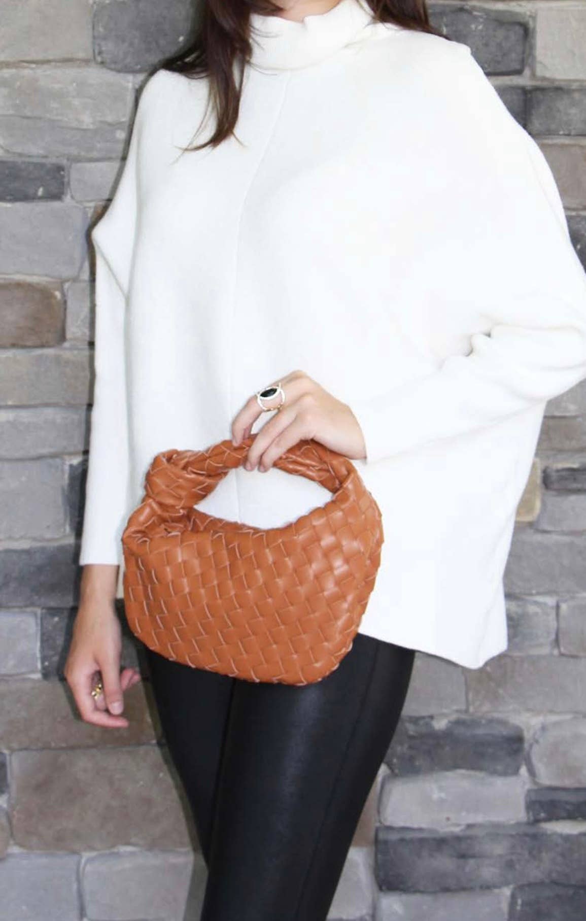 Almond Woven Knotted Handbag Summer