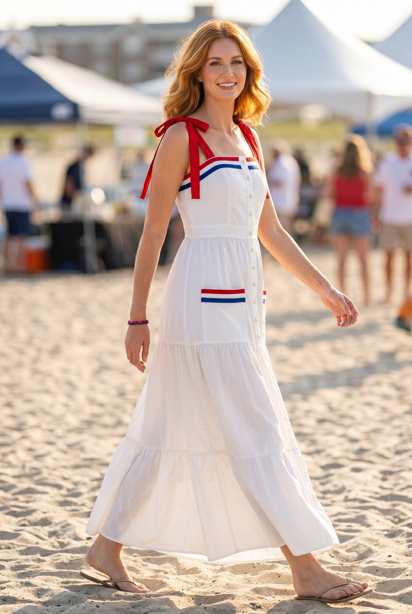 Ms 250 4th of july-inspired maxi dress with mixed stripe trim tape