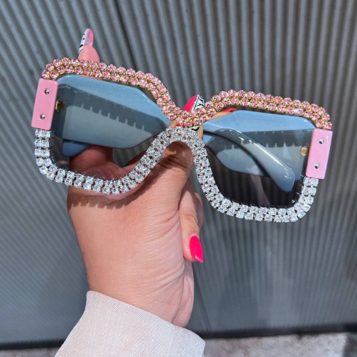 Fashionable Square Sunglasses for Women with Diamante Accent