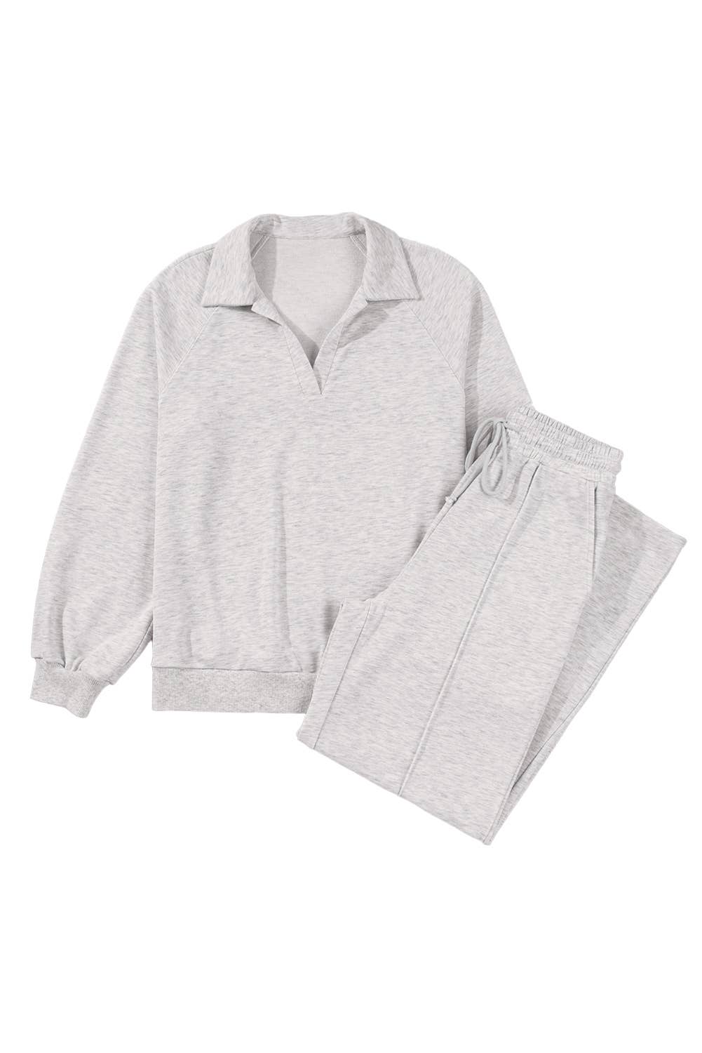 Collared Pullover and Drawstring Sweatpants 2Pcs Set | S-XL