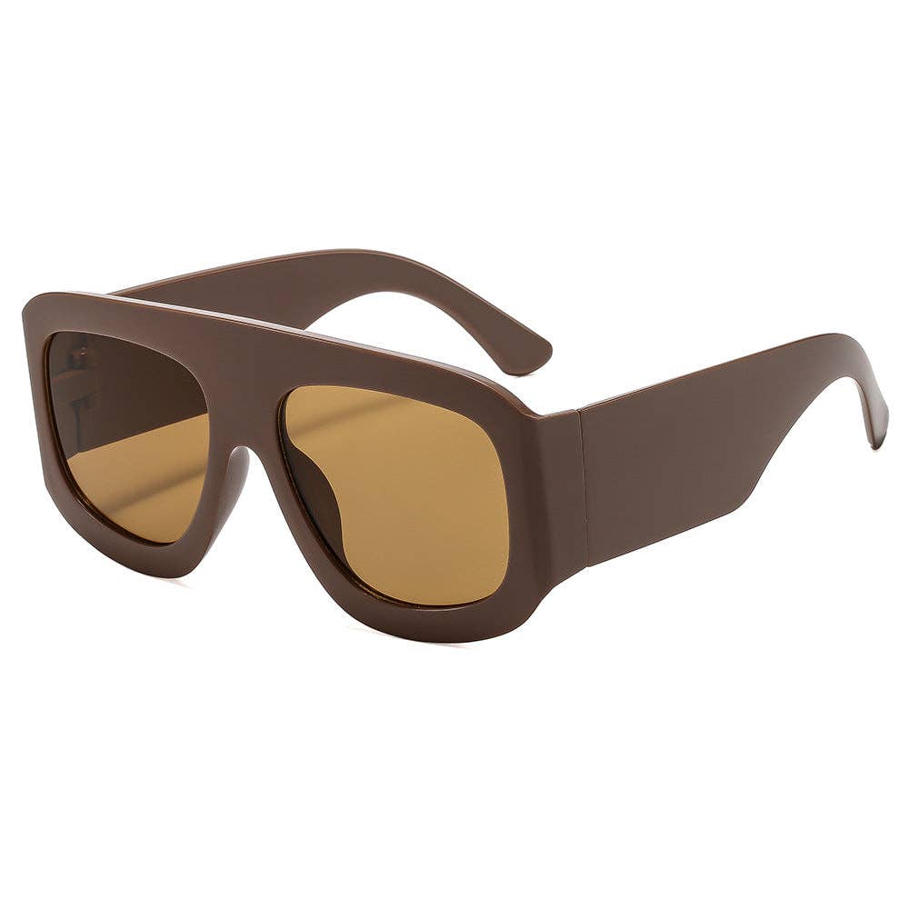 Trendy Oversized Pilot Sunglasses with Red Lenses
