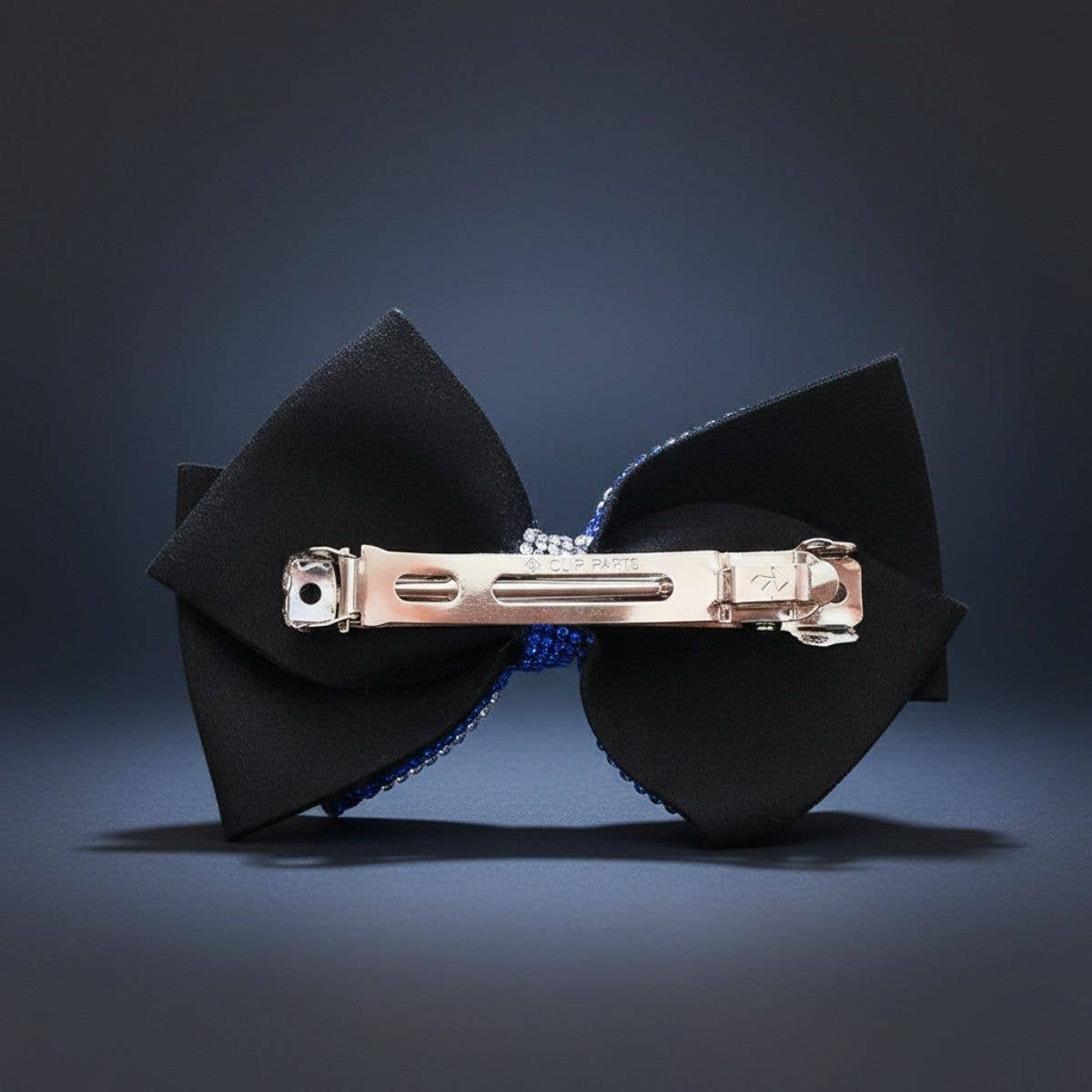 ZPB Blue Clear Checker Stone Bow Hair Clip