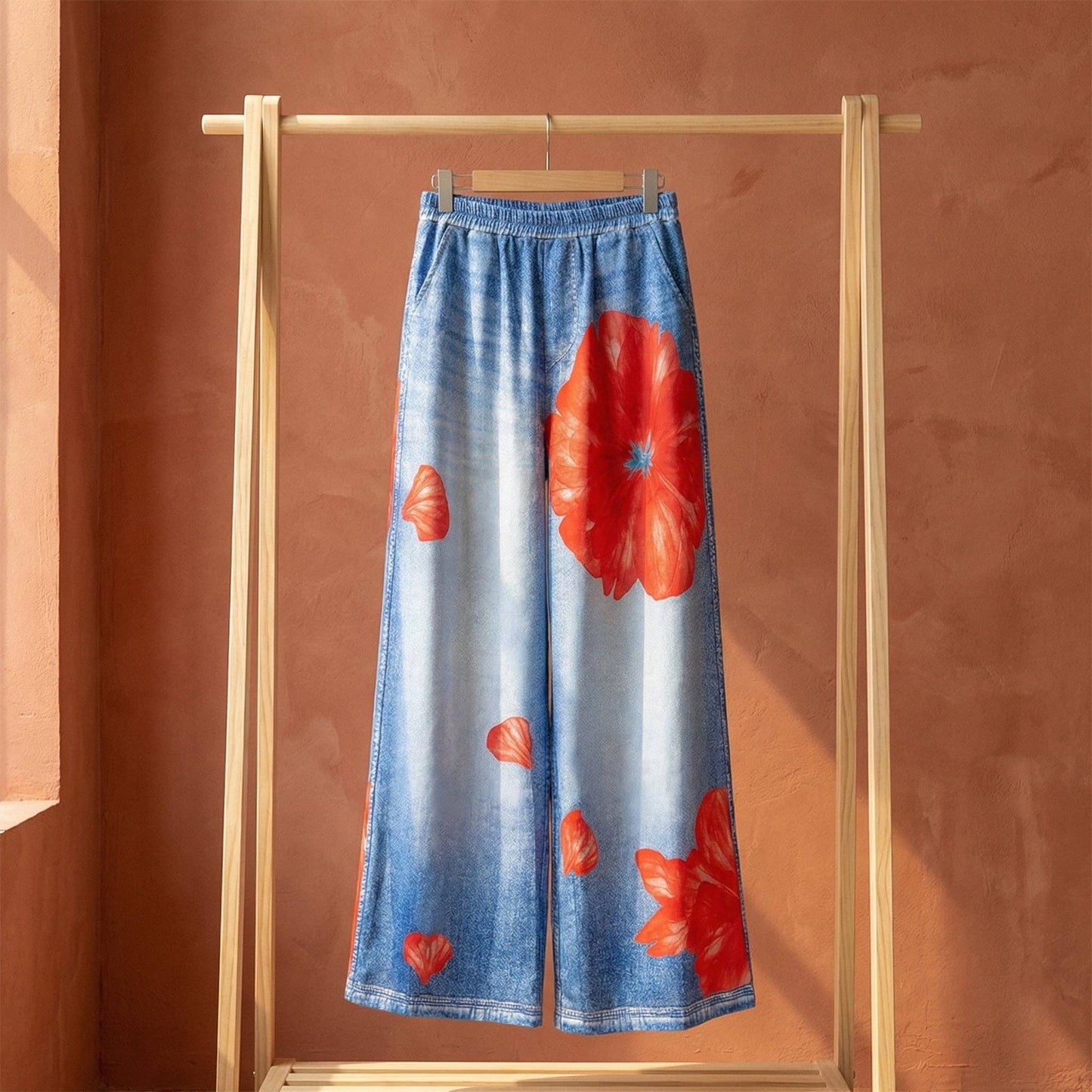 Printed Wide Leg Casual Pants