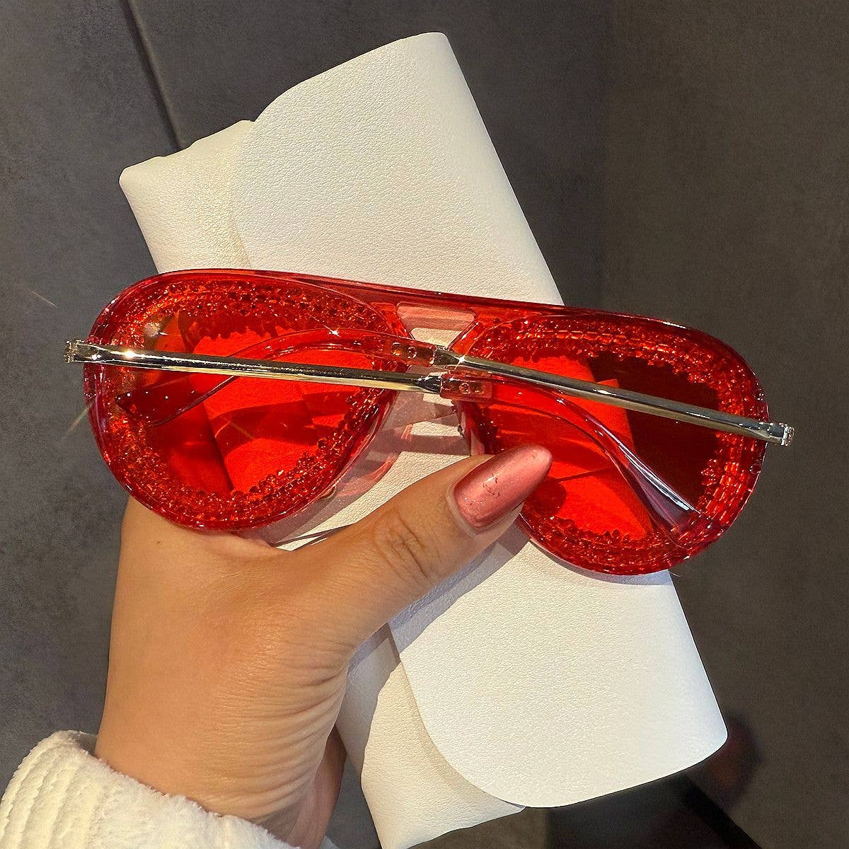 Trendy Rhinestone Pilot Sunglasses for Women