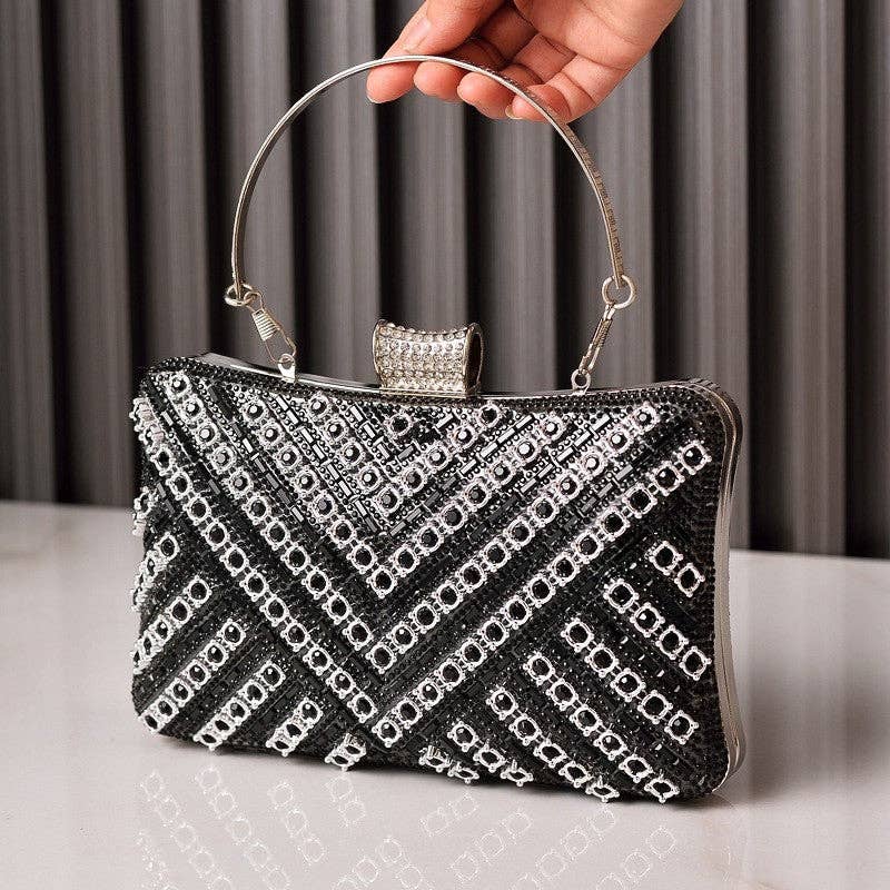"Outside" Evening Clutch With Diamond Inlay