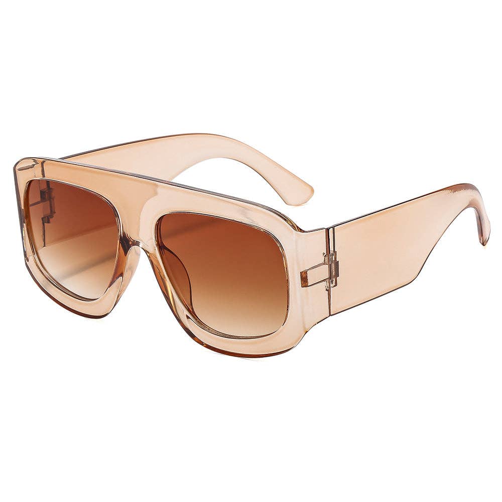 Trendy Oversized Pilot Sunglasses with Red Lenses