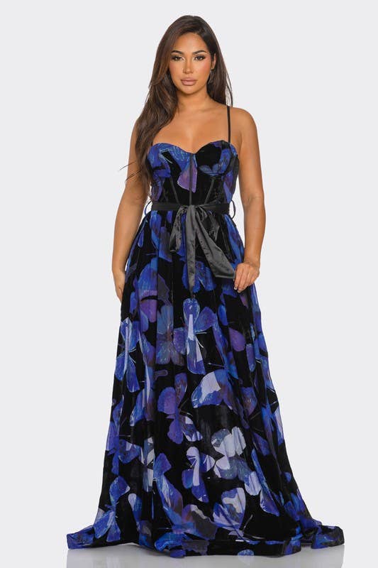 Floral Sweetheart Neckline Maxi Dress