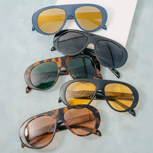 Oversized Shield Aviator Sunglasses Set