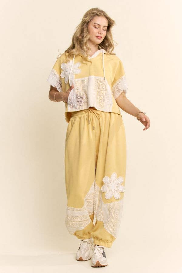 "Buttercream "Yellow LACE FRENCH TERRY SET