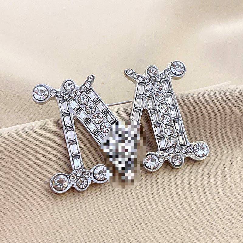 Vintage Letter Brooches Elegant Alloy Jewelry for Women