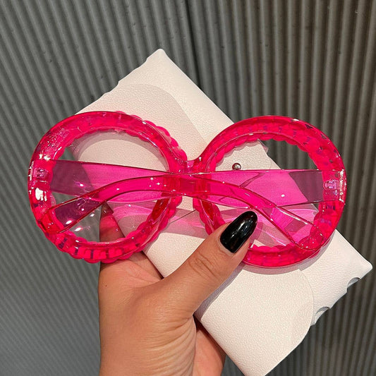 Bold Round Frame Blue Light Blocking Glasses with Chain