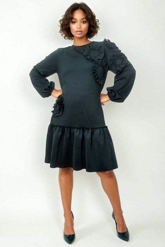 Green  N by Nancy RUFFLE FLOWER DRESS