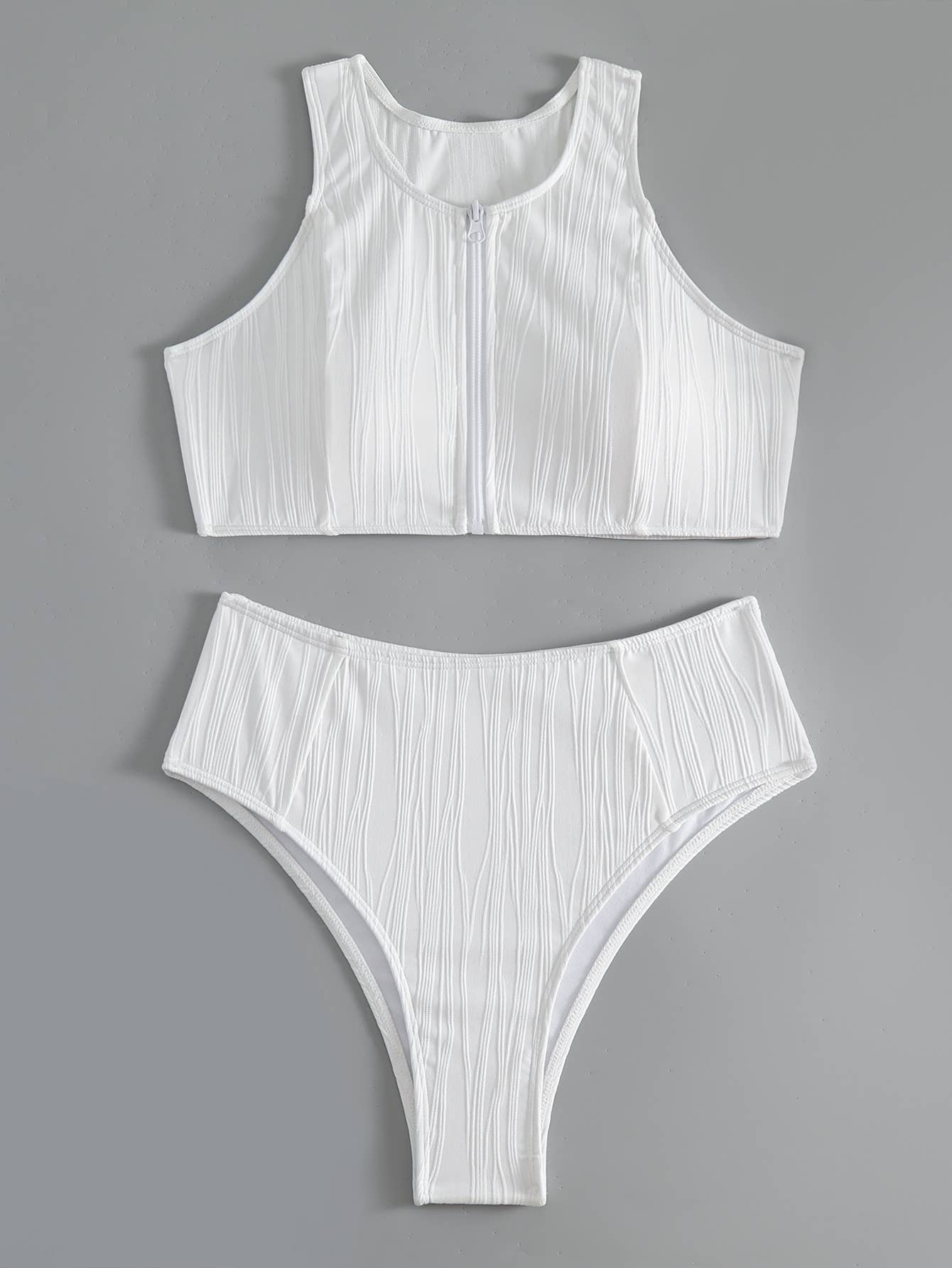 "Fun" Zipper sports split-piece swimsuit