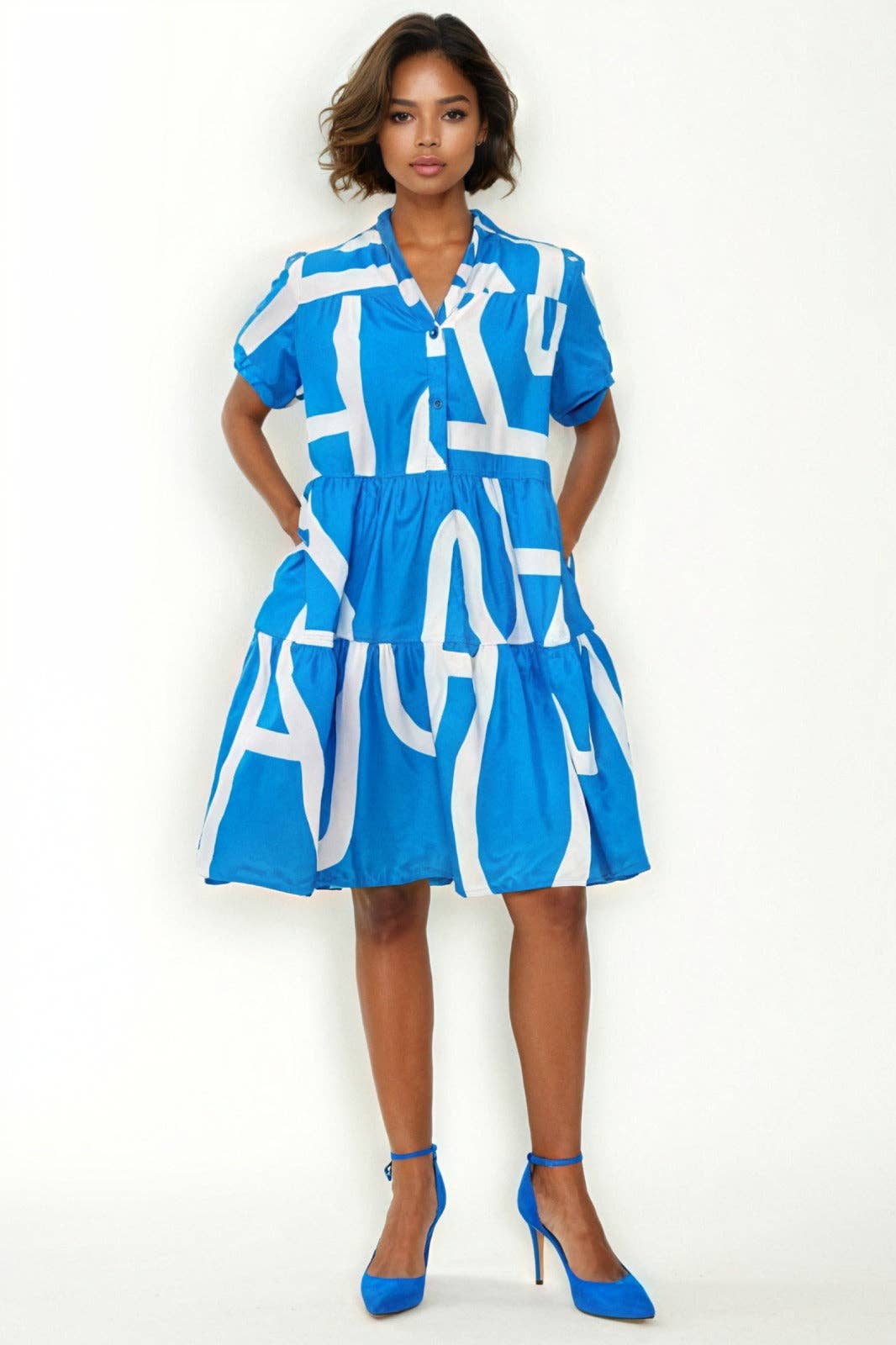 N by nancy T2536 WAVY STRIPED DRESS only BLUE left