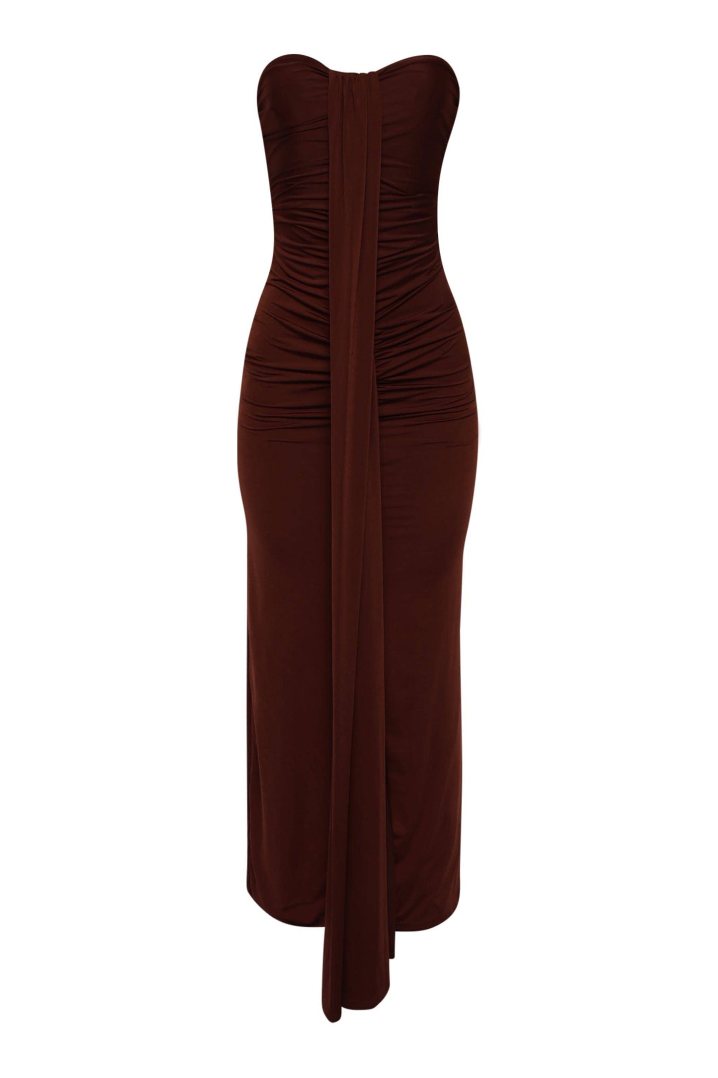 Olive Drape down detailed tube maxi dress