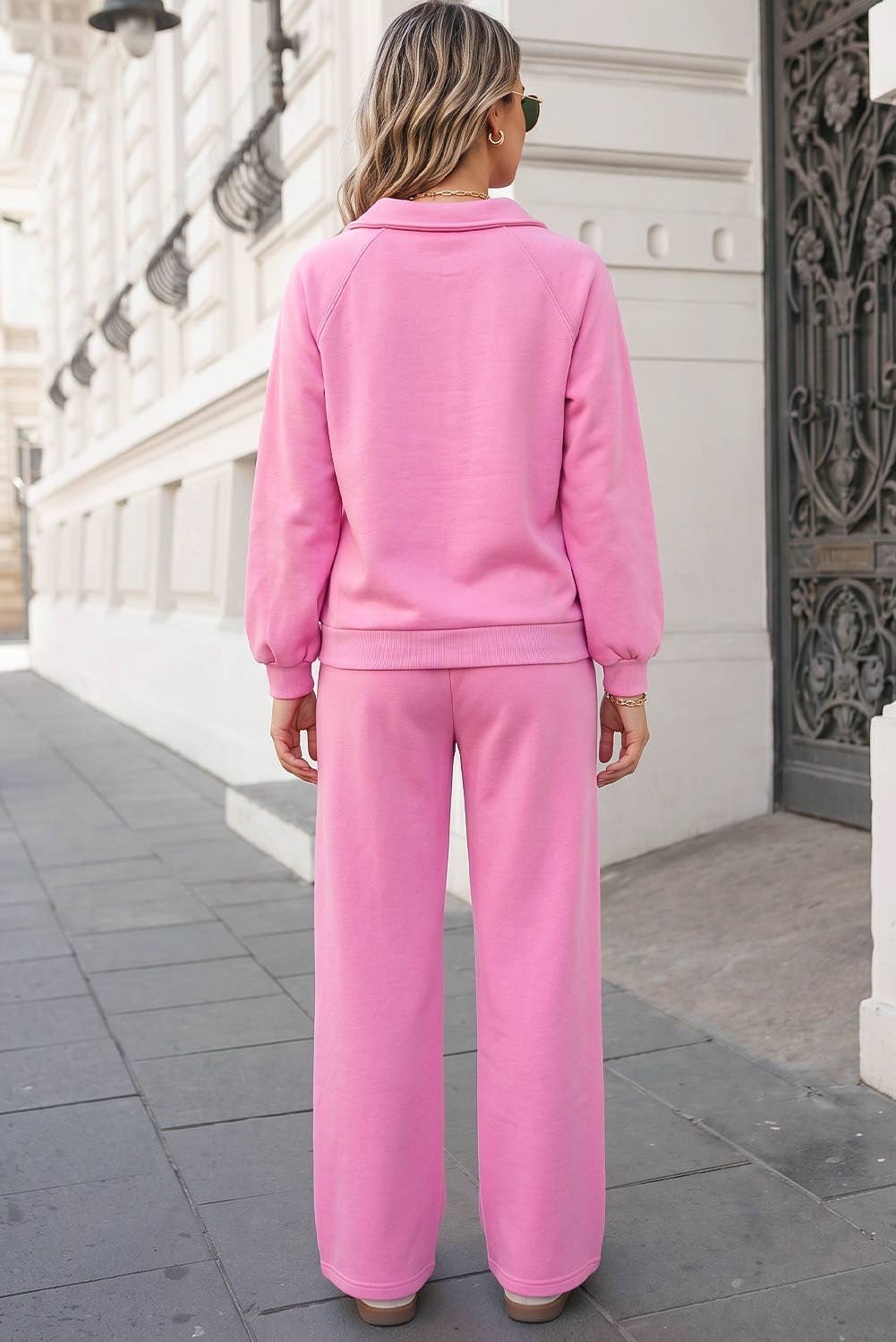 Collared Pullover and Drawstring Sweatpants 2Pcs Set | S-XL