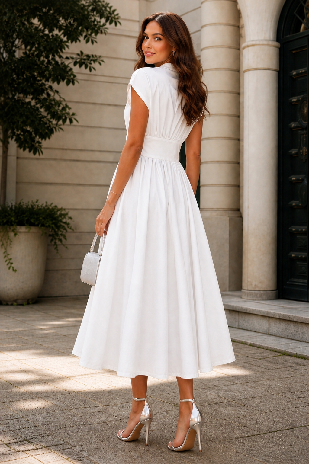 N by Nanct W5983 SCULPTED BELTED A-LINE MAXI DRESS