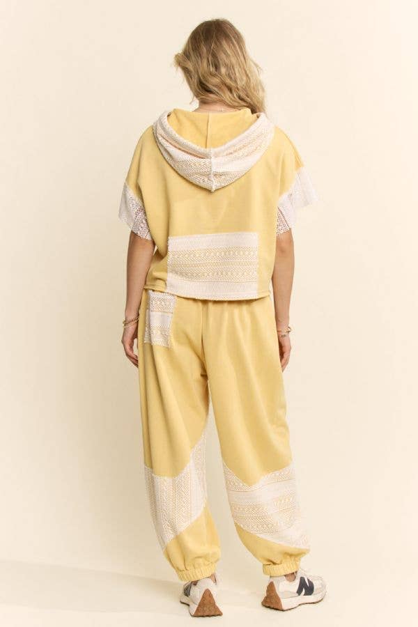 "Buttercream "Yellow LACE FRENCH TERRY SET