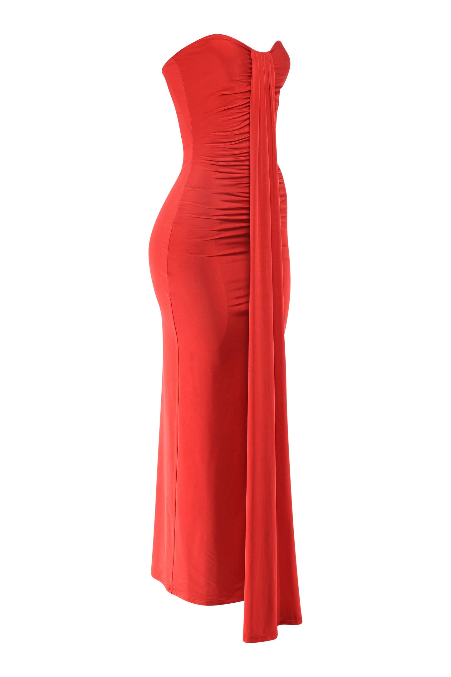 Olive Drape down detailed tube maxi dress