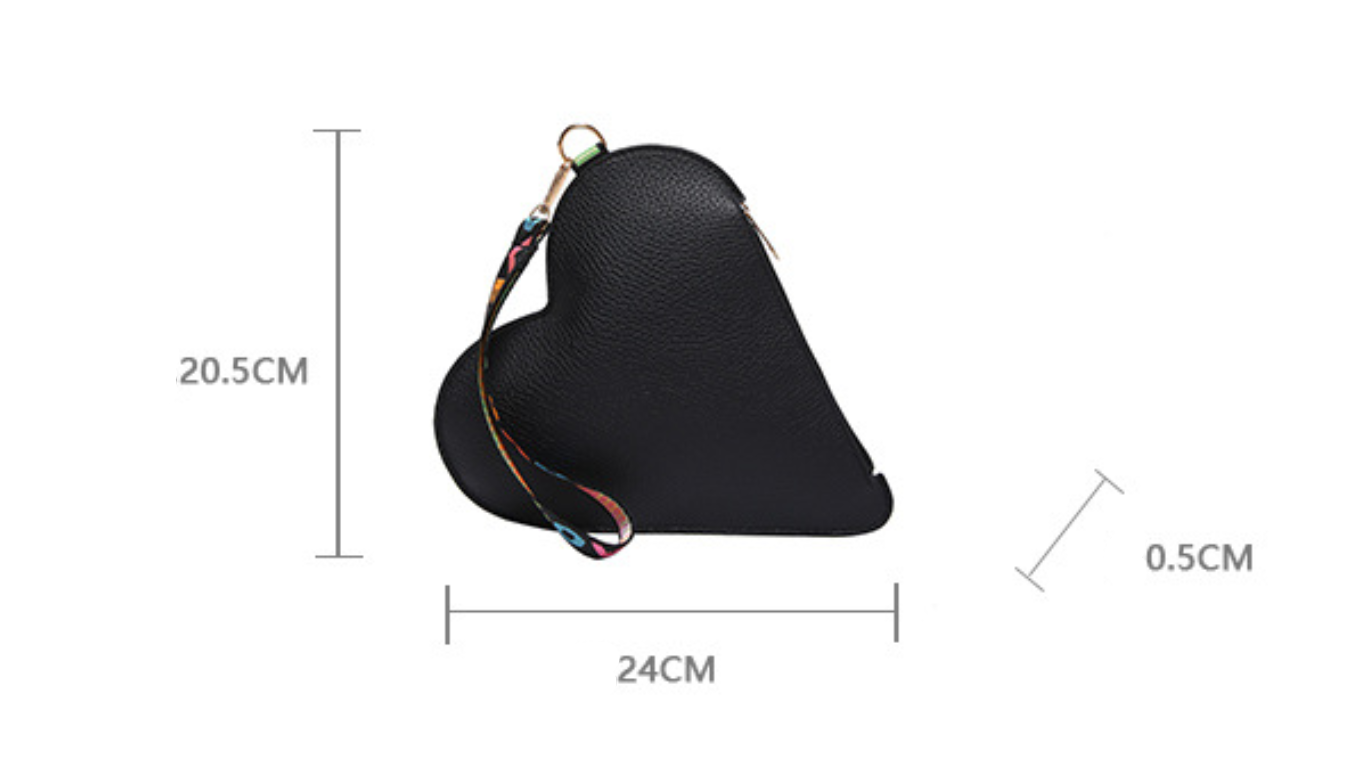 Mini Heart-Shaped PU Clutch Bag Stylish Daily Handbag
