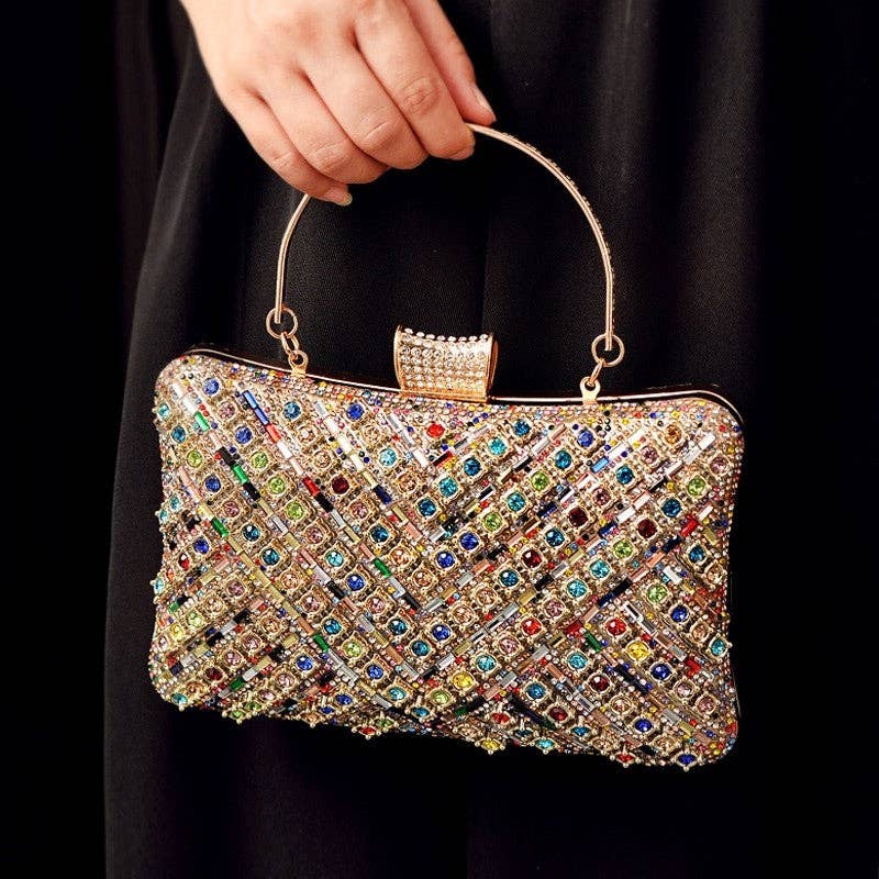 "Outside" Evening Clutch With Diamond Inlay